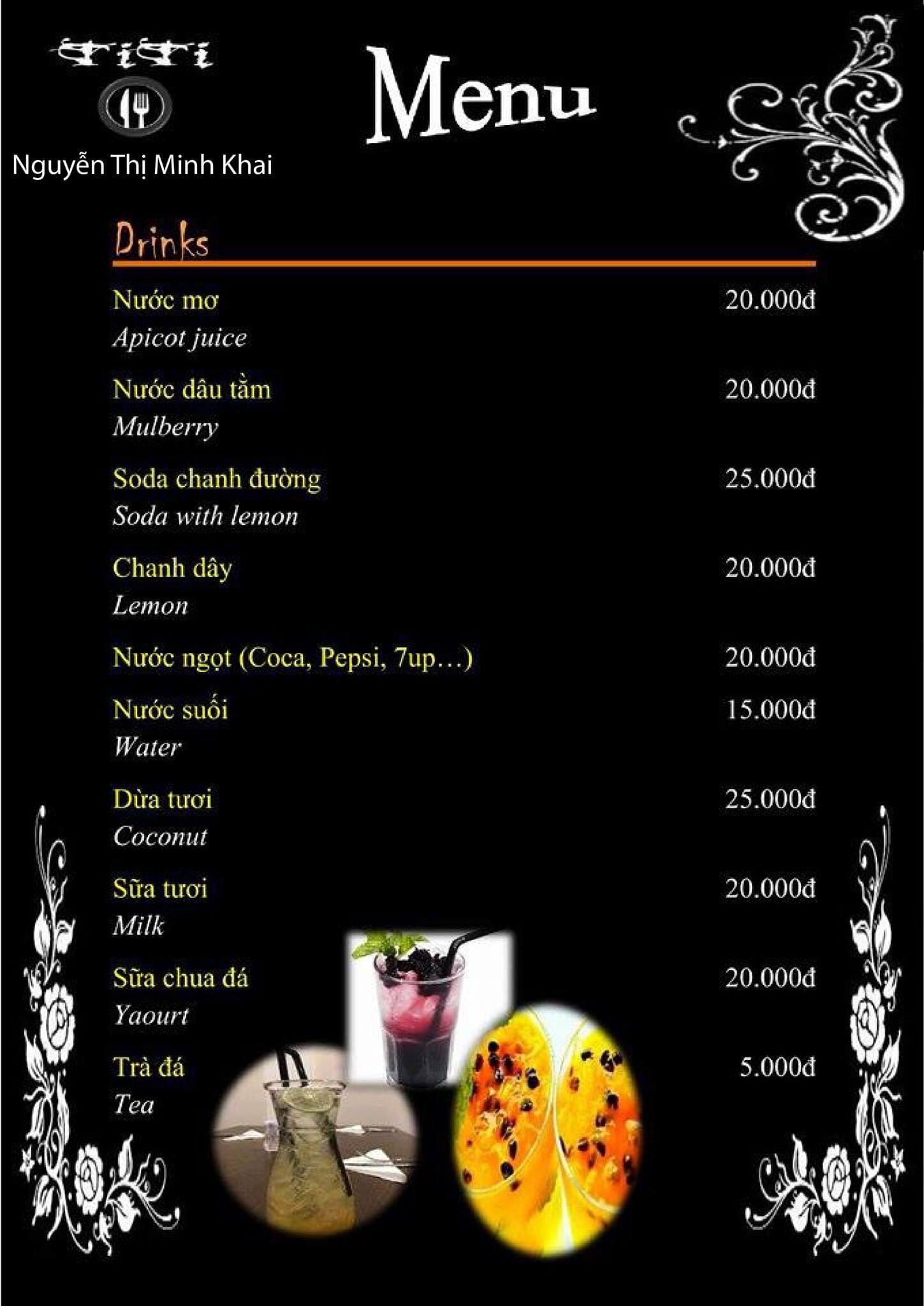Beefsteak titi menu/ thực đơn/ giá