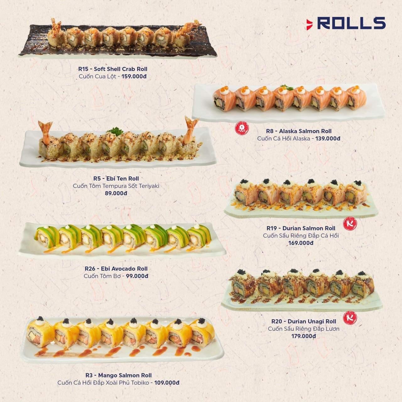 naked sushi menu/ thực đơn/ giá