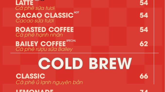 Ticos coffee menu