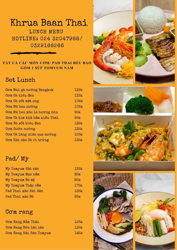Khrua Baan Thai menu