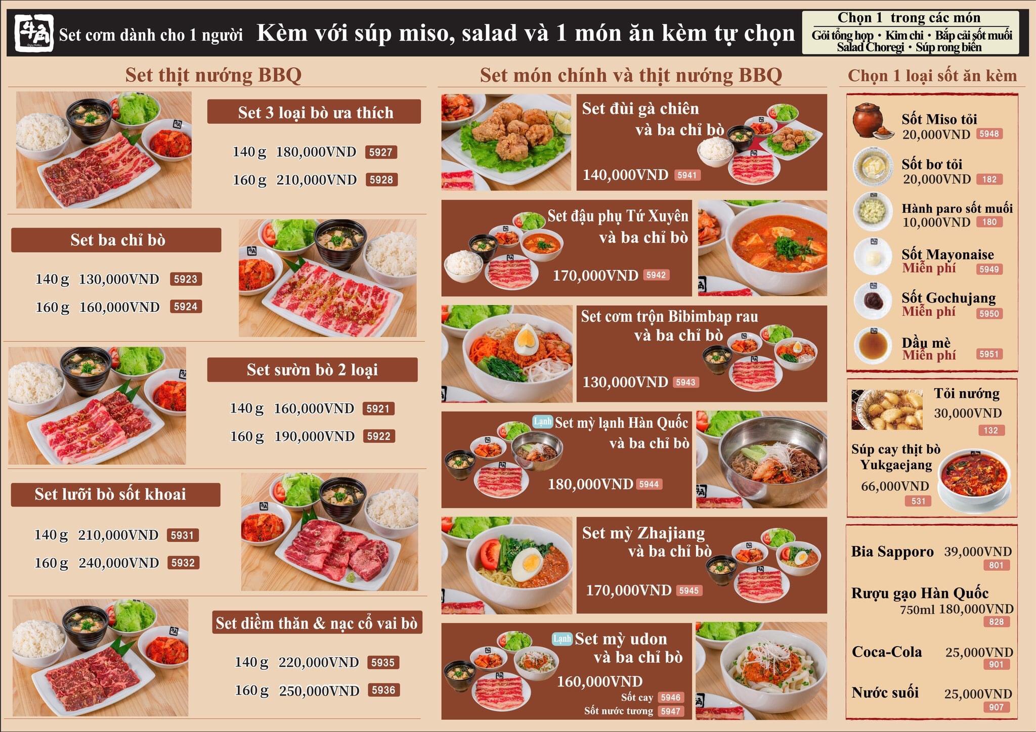 Gyu kaku menu buffet/ thực đơn/ giá