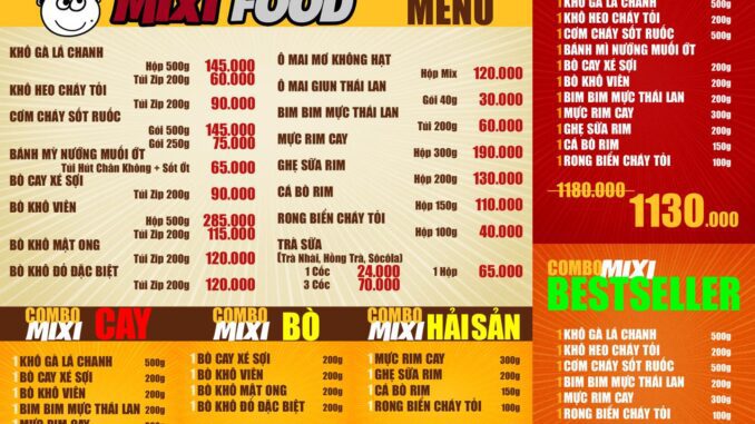 mixifood menu
